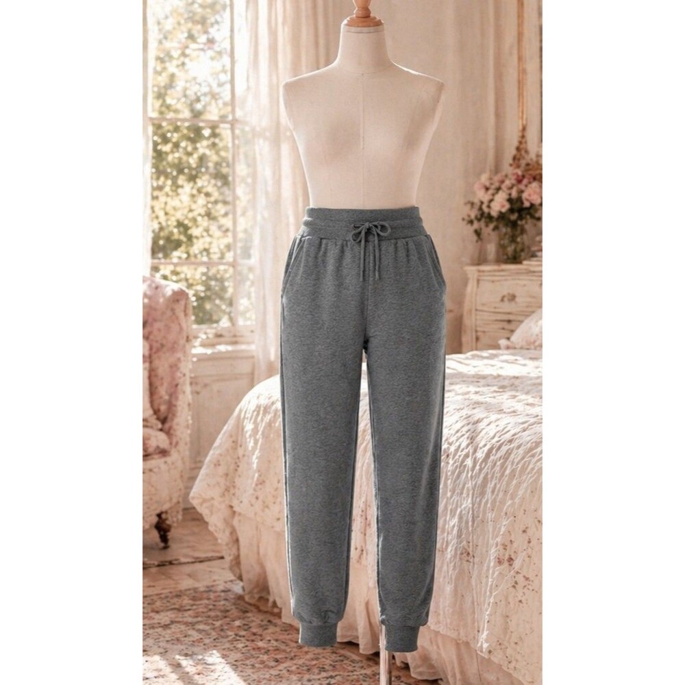 Viodia Womens L Gray Fleece Lined Jogger Sweatpants Drawstring Pockets NWT